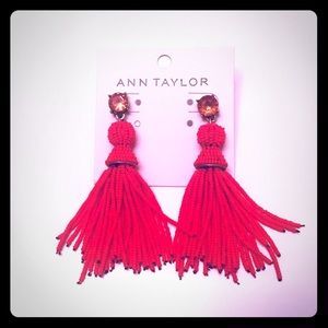 ANN TAYLOR LOFT ORANGE TASSEL EARRINGS